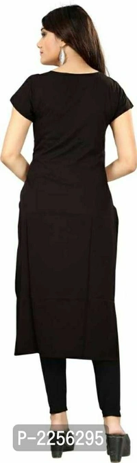 Stylish Printed Straight Cut Crepe Kurti - Crepe, Within 7 days of delivery. No questions asked. Full refund., M, Black