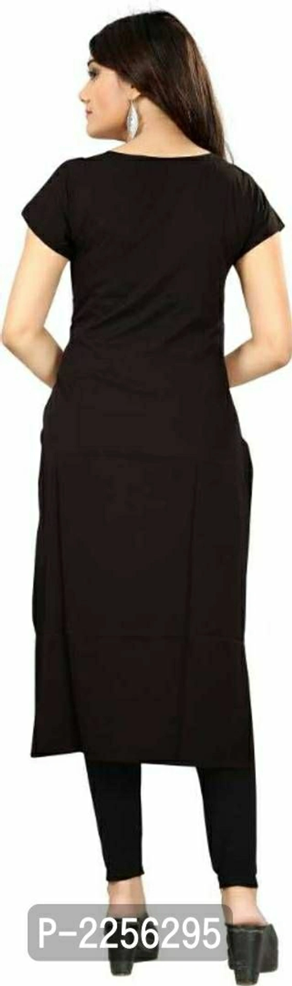 Stylish Printed Straight Cut Crepe Kurti - Crepe, Within 7 days of delivery. No questions asked. Full refund., M, Black