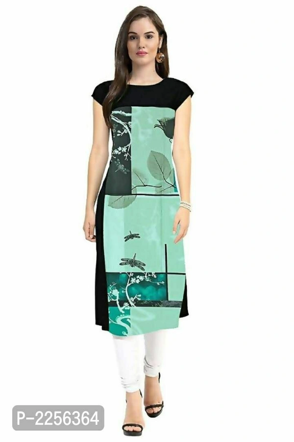Stylish Printed Straight Cut Crepe Kurti - Crepe, Within 7 days of delivery. No questions asked. Full refund., XL, Multicoloured