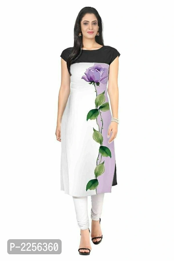 Printed Straight Cut Crepe Kurti - Black, Crepe, S, Within 7 days of delivery. No questions asked.