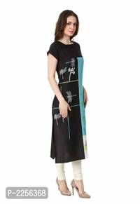 Printed Straight Cut Crepe Kurti - Multicolored, Crepe, Within 7 days of delivery. No questions asked., L