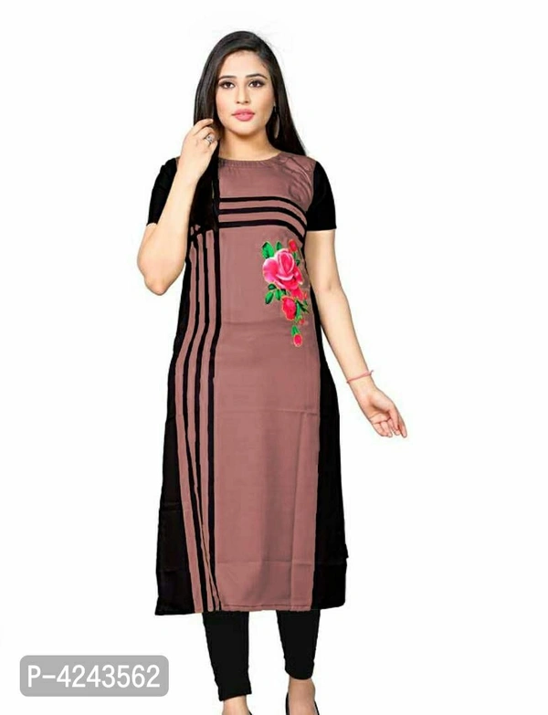 Printed Straight Cut Crepe Kurti - Pink, Crepe, S, Within 7 days of delivery. No questions asked.