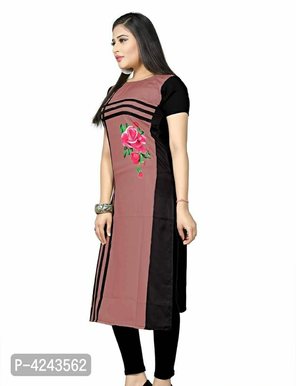 Printed Straight Cut Crepe Kurti - Pink, Crepe, S, Within 7 days of delivery. No questions asked.
