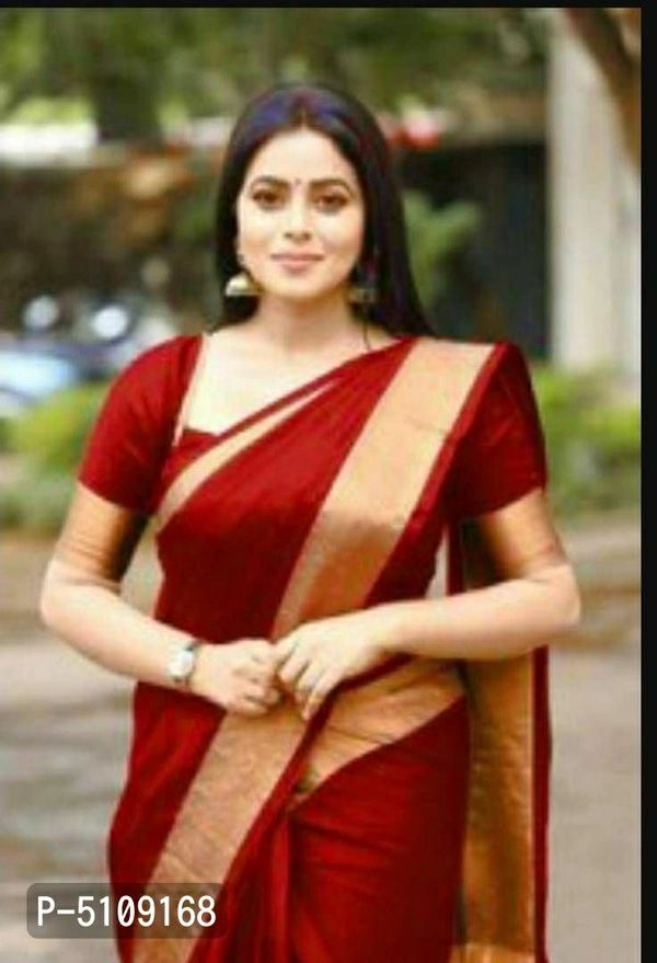 Women's Cotton Silk Saree with Blouse Piece - Cotton silk, Red, within 7 days of delivery. no questions asked., FS