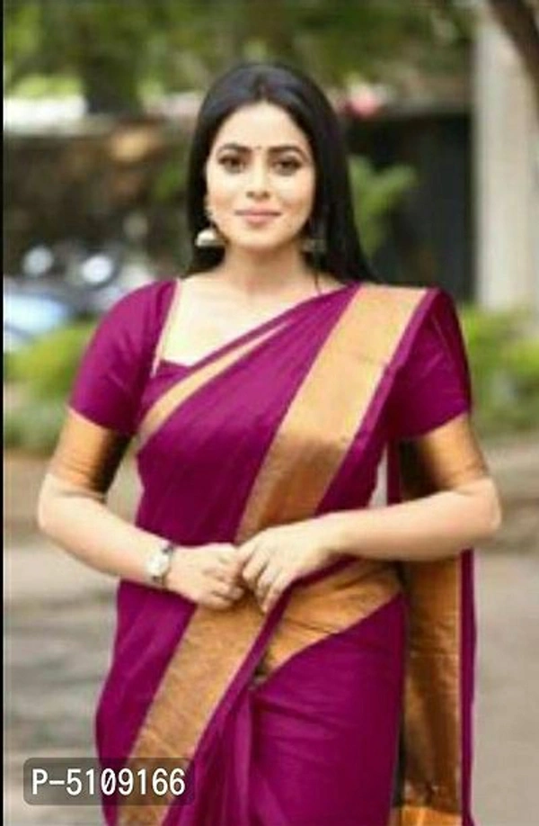 Women's Cotton Silk Saree with Blouse Piece - Cotton silk, Megenta, within 7 days of delivery. no questions asked., FS