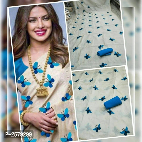 Butterfly Embroidered Zarna Silk Saree - Multicolored, Art silk, within 7 days of delivery. no questions asked.