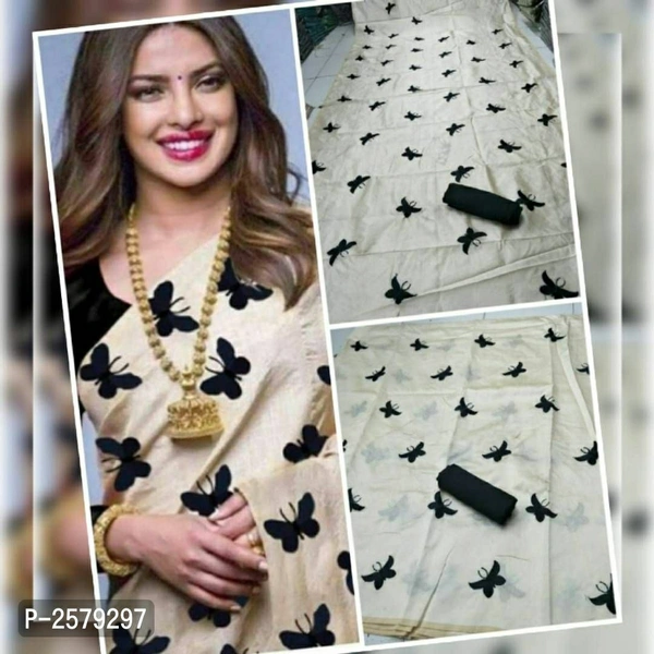 Butterfly Embroidered Zarna Silk Saree - Black, Art silk, within 7 days of delivery. no questions asked.