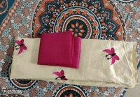 Butterfly Embroidered Zarna Silk Saree - Pink, Art silk, within 7 days of delivery. no questions asked.