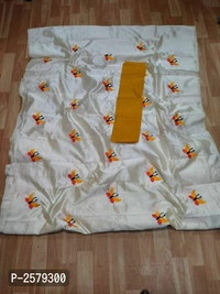 Butterfly Embroidered Zarna Silk Saree - Yellow, Art silk, within 7 days of delivery. no questions asked.