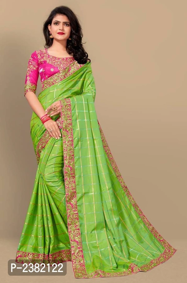 Green Embroidered Silk Saree with Blouse piece - Green, Art silk, FREE shipping, Return Within 7 days of Delivery. Full refund.