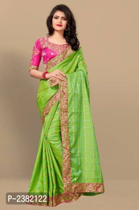 Green Embroidered Silk Saree with Blouse piece - Green, Art silk, FREE shipping, Return Within 7 days of Delivery. Full refund.