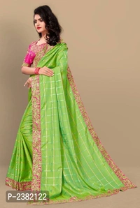 Green Embroidered Silk Saree with Blouse piece - Green, Art silk, FREE shipping, Return Within 7 days of Delivery. Full refund.