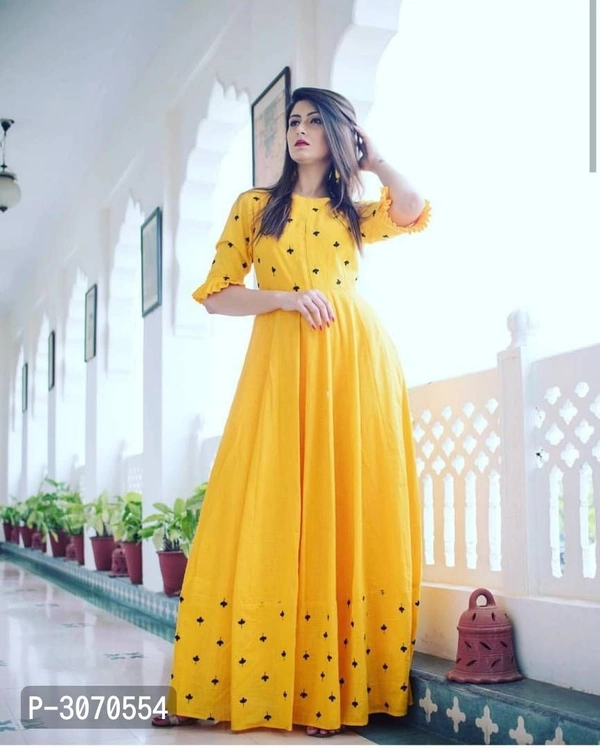 Embroidered Rayon Women's Kurti - Yellow, Rayon, Return Within 7 days of delivery. Full Refund., FREE shipping, 2XL