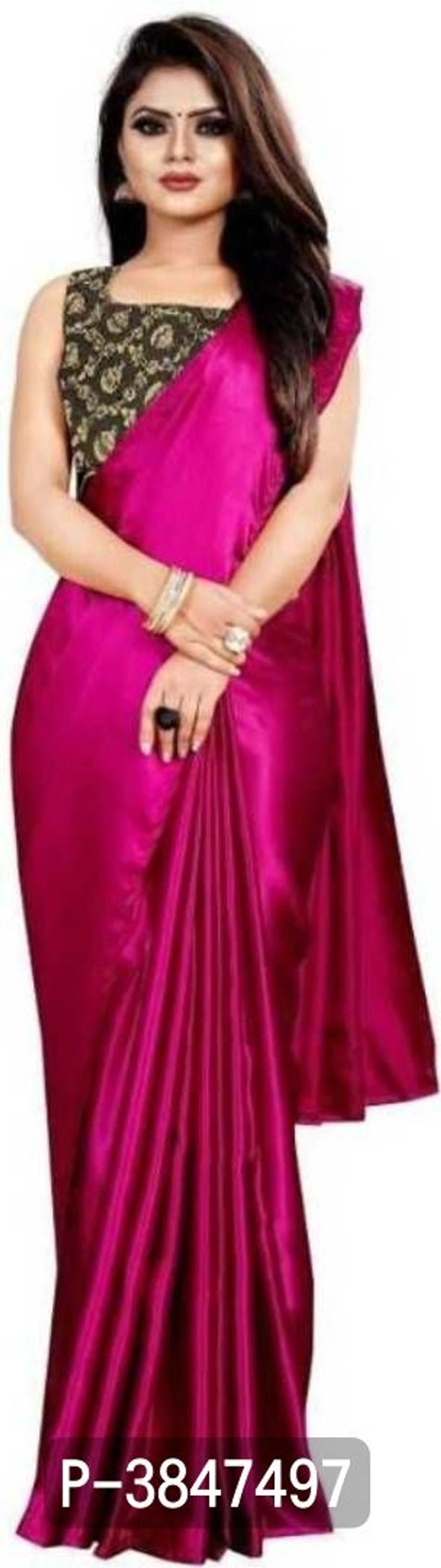 Satin Saree with Blouse piece (Combo of 2 Blouse piece) - Satin, Return Within 7 days of delivery. Full Refund., FREE shipping, Red