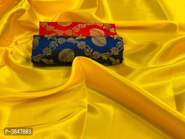 Saree with Blouse piece (Combo of 2 Blouse piece) - Yellow, Satun, Delivery within 7 days of delivery. Full Refund, Faree Shipping