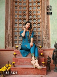 Cotton Straight Embroidered Kurta with Pant Set - Cotton, Within 7 days of delivery. Full Refund, Free shipping, 3XL