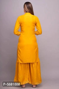 Women Rayon Gotta Work Yellow Kurta Sharara With Dupatta - Yellow, Return Within 7 days of delivery. Full refund., Free shipping, 2XL, Rayon