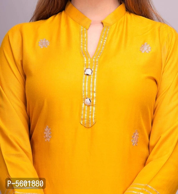 Women Rayon Gotta Work Yellow Kurta Sharara With Dupatta - Yellow, Return Within 7 days of delivery. Full refund., Free shipping, 2XL, Rayon
