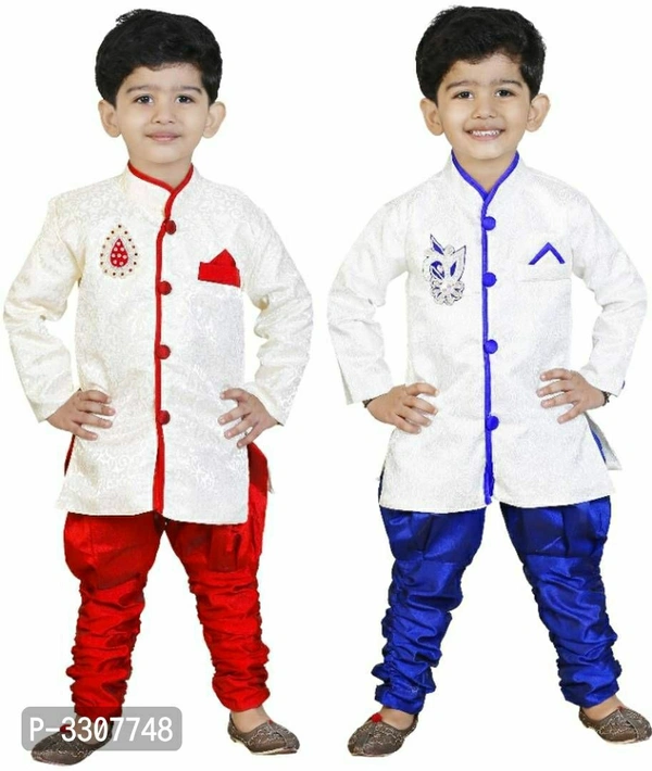 SILK SHERWANI COMBO FOR BOYS - White, Art silk, Return within 7 days of delivery. Full Refund., 2-3 years, Free shipping, Delivery within 6-8 business days.