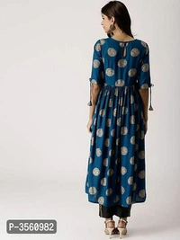 Women Short Sleeve  Rayon Flared Kurti - Turquoise, Within 8-10 business days., Rayon, Within 7 days of delivery. Full refund., Free shipping, M, Stitched