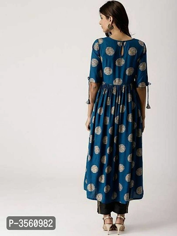 Women Short Sleeve  Rayon Flared Kurti - Turquoise, Within 8-10 business days., Rayon, Within 7 days of delivery. Full refund., Free shipping, M, Stitched