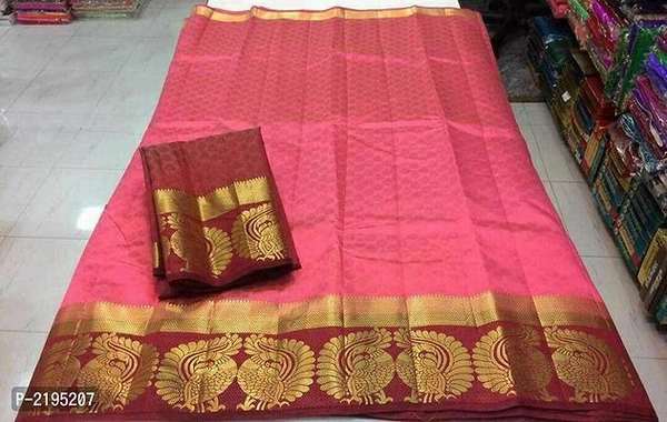 Kanjeevaram Saree With Blouse Piece - Pink, Within 7-9 business days., Art silk, Within 7 days of delivery. Full refund., Free shipping, Saree with blouse piece