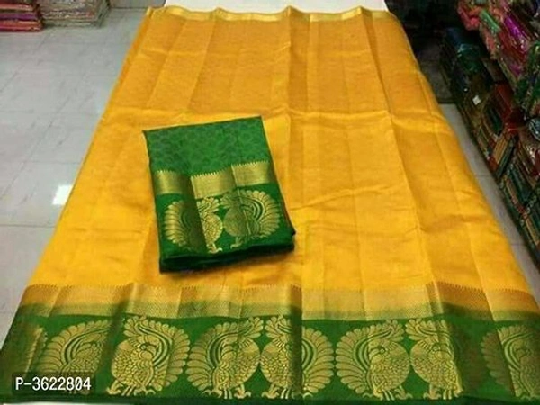 Kanjeevaram Saree With Blouse Piece - Golden, Within 7-9 business days., Art silk, Within 7 days of delivery. Full refund., Free shipping, Saree with blouse piece