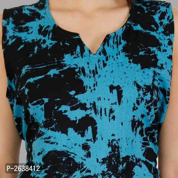 Multicoloured Cotton A-Line Printed Kurti - Turquoise, Within 7-9 business days., A-line, Cotton, Within 7 days of delivery. Full refund., FREE shipping, 2XL, Stitched