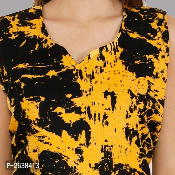 Cotton A-Line Printed Kurti - Yellow, Within 7-9 business days., A-Line, Cotton, Within 7 days of delivery. Full refund., Free shipping, 2XL, Stitched
