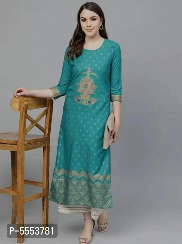Block Print Kurta Bottom Set - Turquoise, Within 8-10 business days, A-Line, Rayon, Within 7 days of delivery. Full refund., Free shipping, S, Kurta Bottom set