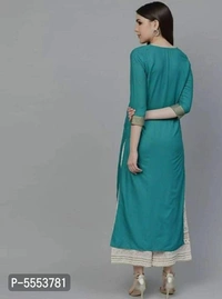Block Print Kurta Bottom Set - Turquoise, Within 8-10 business day, A-Line, Rayon, Within 7 days of delivery. Full return., Free shipping, M, Kurta Bottom set.