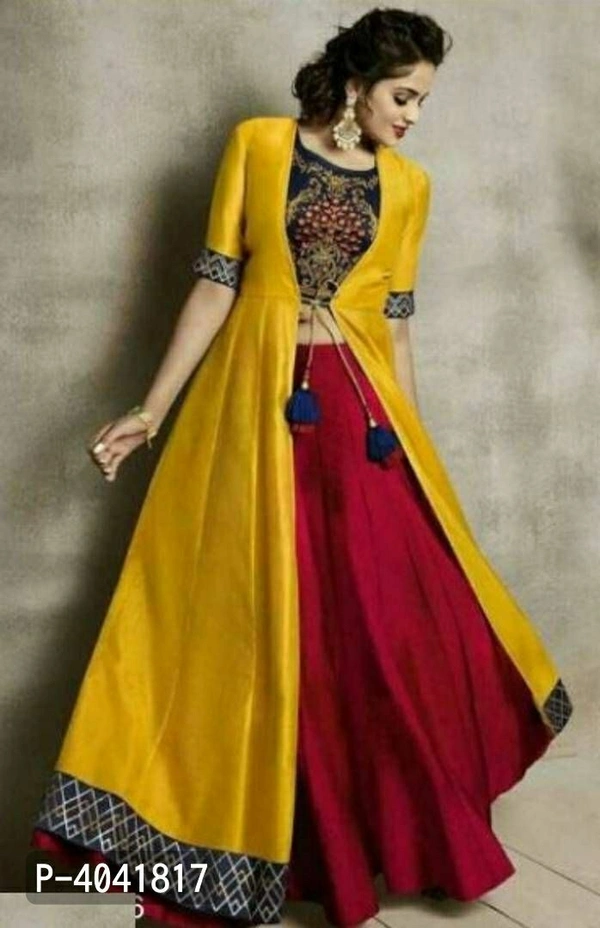 Rayon Crop Top Skirt And Shrug Kurta Set - Within 8-10 business days, Jacket Kurta, Stitched, Rayon, Within 7 days of delivery. Full refund., Free shipping, S, Multicolored