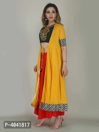 Rayon Crop Top Skirt And Shrug Kurta Set - Within 8-10 business days, Jacket Kurta, Stitched, Rayon, Within 7 days of delivery. Full refund., Free shipping, S, Multicolored