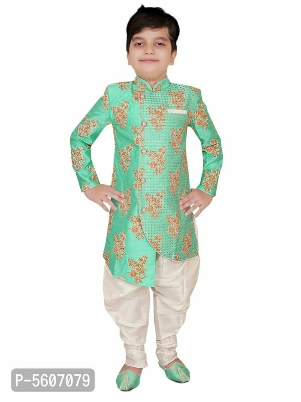 Cotton Silk Full Sleeves Kurta Set For Boys - Within 7 days of delivery. Full refund., Free, 9-10 years