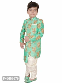 Cotton Silk Full Sleeves Kurta Set For Boys - Within 7 days of delivery. Full refund., Free, 9-10 years