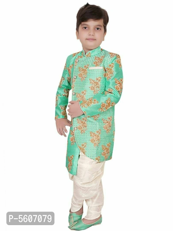 Cotton Silk Full Sleeves Kurta Set For Boys - Within 7 days of delivery. Full refund., Free, 9-10 years