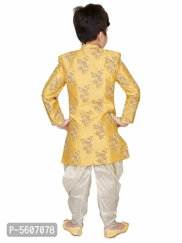 Cotton Silk Full Sleeves Kurta Set For Boys - 9-12 Months