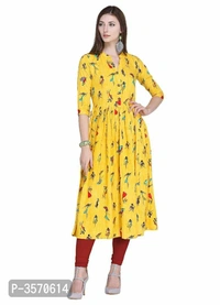 Printed Anarkali Kurta - 2XL, Yellow, Free shipping