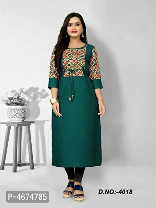 Women Cotton Printed Straight Kurta - M, Free shipping