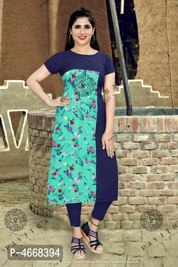 Women Crepe Printed Straight Kurta - M, Free shipping