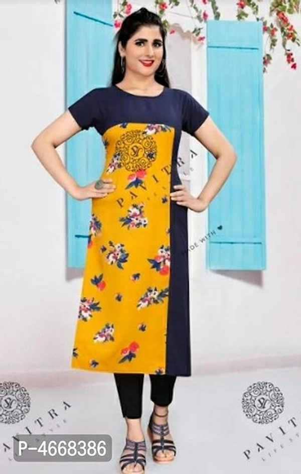 Women Crepe Printed Straight Kurta - S, Free shipping