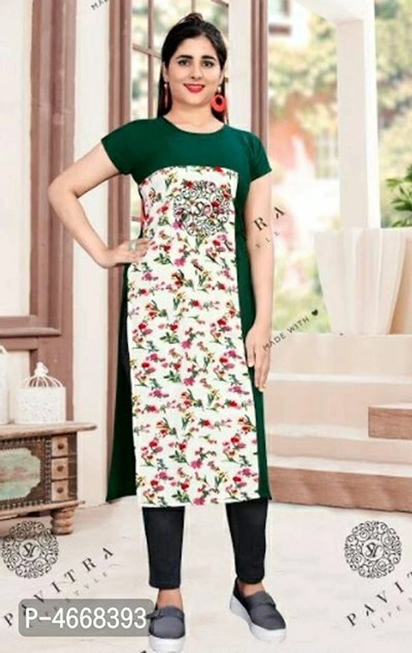 Women Crepe Printed Straight Kurta - M, Free shipping