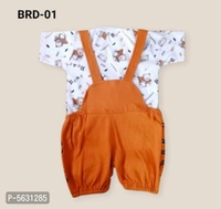 Cotton Blend Printed Dungaree For Kids - Free shipping, 9 - 12 Months