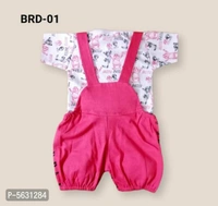 Cotton Blend Printed Dungaree For Kids - 0 - 6 months, Free shipping