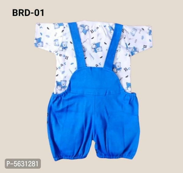 Cotton Blend Printed Dungaree For Kids - 0-6 months, Free shipping