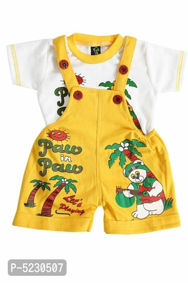 Cotton Printed Dungaree - 0-6 months, Free shipping