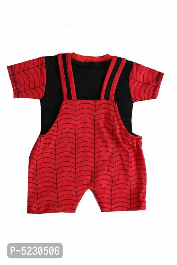 Cotton Printed Dungaree - 0-6 months, Free shipping