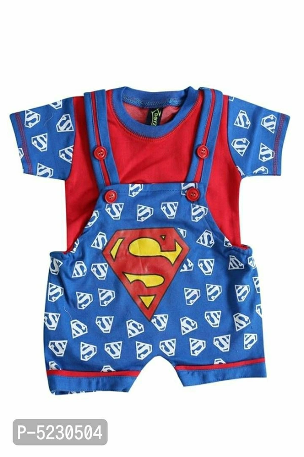 Cotton Printed Dungaree - 0-6 months, Free shipping