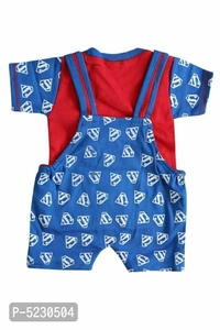 Cotton Printed Dungaree - 0-6 months, Free shipping