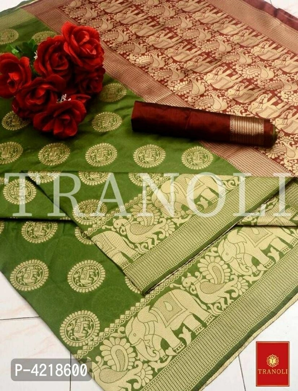 Tranoli Art Silk Woven Design Saree With Blouse Piece - Free shipping